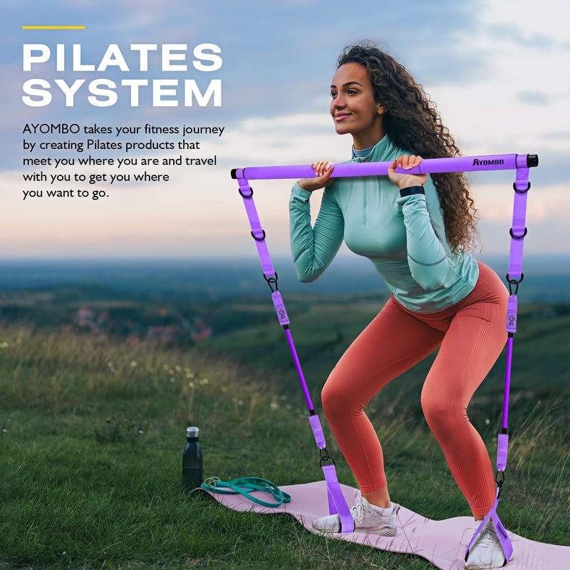 Ayombo Pilates Bar Kit with Resistance Bands, Pilates Workout Equipment for Legs, Hip, Waist, Arm, Squats Exercise Equipment for Home Workouts, Adjustable 3-Section Pilates Bar Kit for Women & Men - Image 2